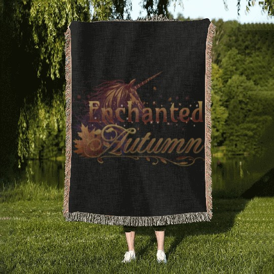 Enchanted Autumn Unicorn Woven Blankets