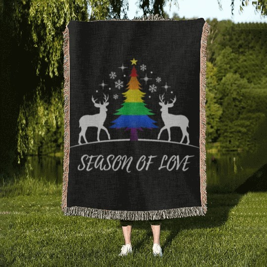 Gay Christmas Tree Gay Couple Season Of Love Woven Blankets