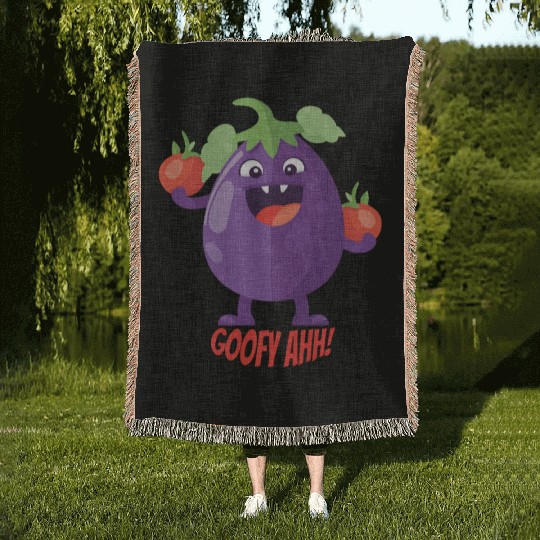 Eggplant Tomato Party Goofy Ahh Woven Blankets