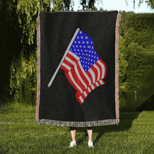 Flag of USA, stars and stripes Woven Blankets