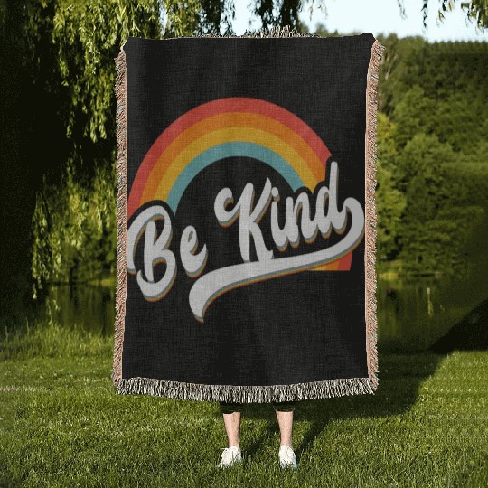 Be Kind Rainbow Anti Bullying Wear Orange Unity Woven Blankets