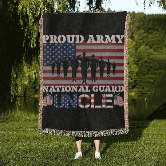 Proud Army National Guard Uncle Woven Blankets