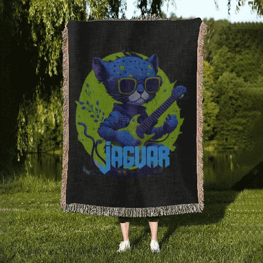 Baby Jaguar Guitar Woven Blankets