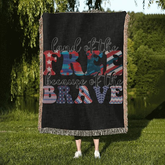 4th of july Land of the free Woven Blankets
