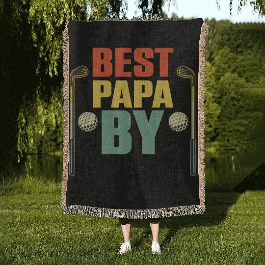 Funny Best Papa By Par Father s Day Golf Woven Blankets
