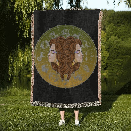 Gemini Zodiac star sign horoscope Astrology Woven Blankets
