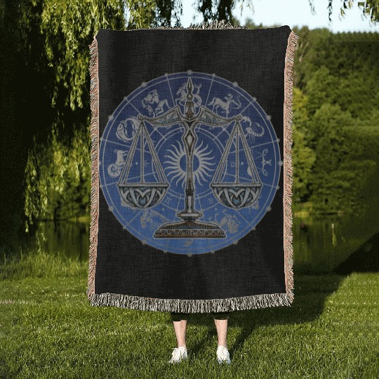 Libra Zodiac star sign horoscope Astrology Woven Blankets
