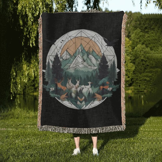 Geoforest Tapestry Woven Blankets