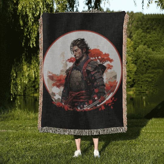 Brave Samurai Woven Blankets