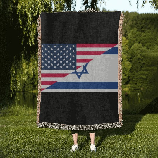 Israel USA flag flags Woven Blankets