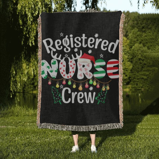 Registered Nurse Crew Christmas day funny Register Woven Blankets