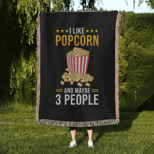 Popcorn Lover Gift Funny Popcorn Woven Blankets
