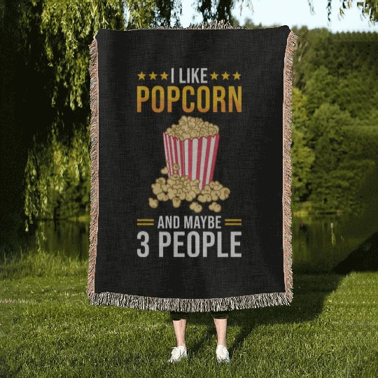 Popcorn Lover Gift Funny Popcorn Woven Blankets