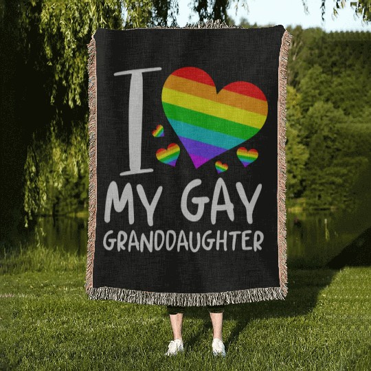 I Love My Gay Granddaughter Lgbt Month Family Woven Blankets