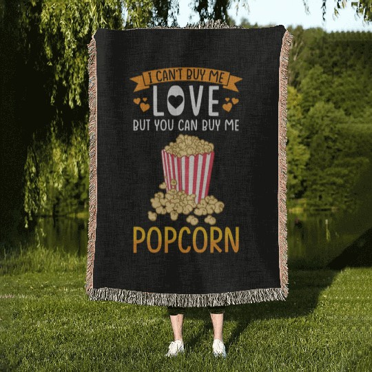 Popcorn Lover Gift Funny Popcorn Woven Blankets