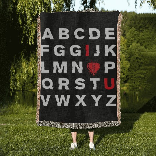 Abc Alphabet I Love You English Teacher Valentines Woven Blankets