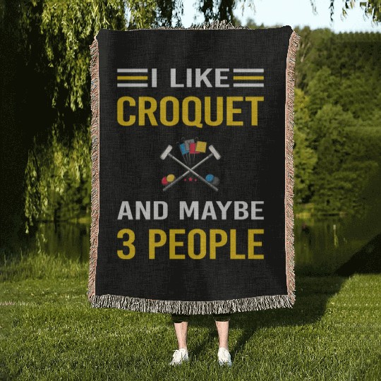 3 People Croquet Woven Blankets