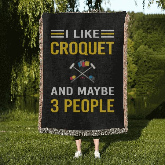 3 People Croquet Woven Blankets
