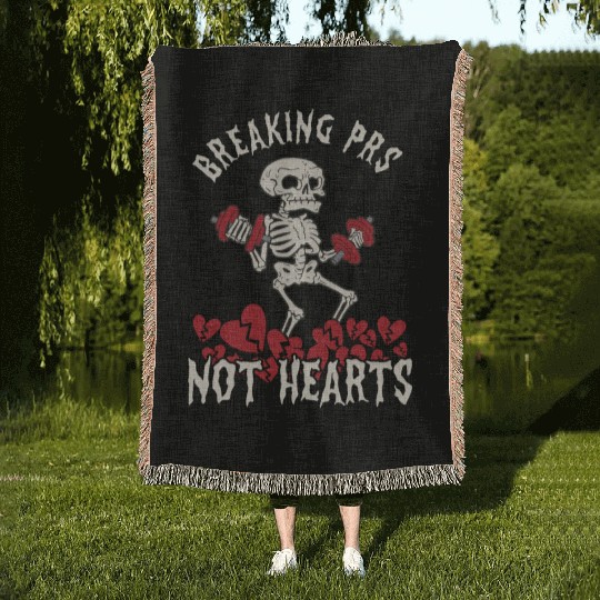 Anti Valentine´s Day Broken Heart Powerlifting Gym Woven Blankets