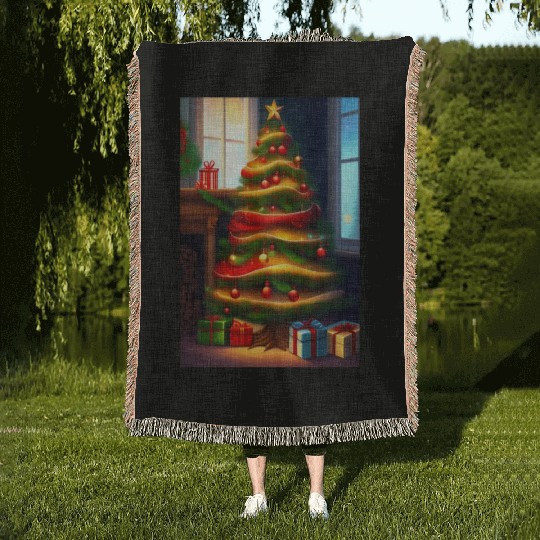 Christmas tree Woven Blankets