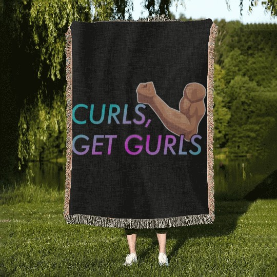 CURLS GET GURLS GYM MUSCLE Woven Blankets