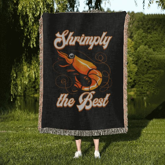 Funny shrimp food shrimp design for seafood chefs Woven Blankets