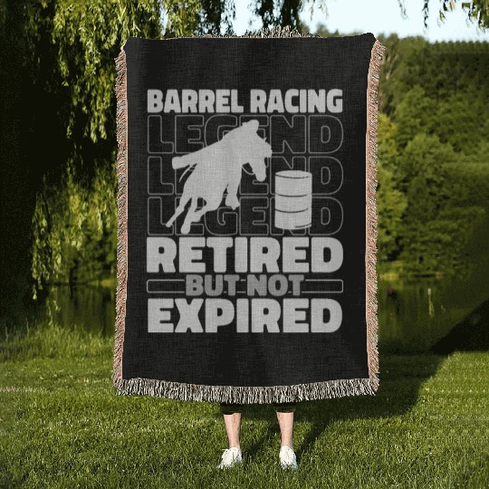 Horse Barrel Racing Retiree Woven Blankets