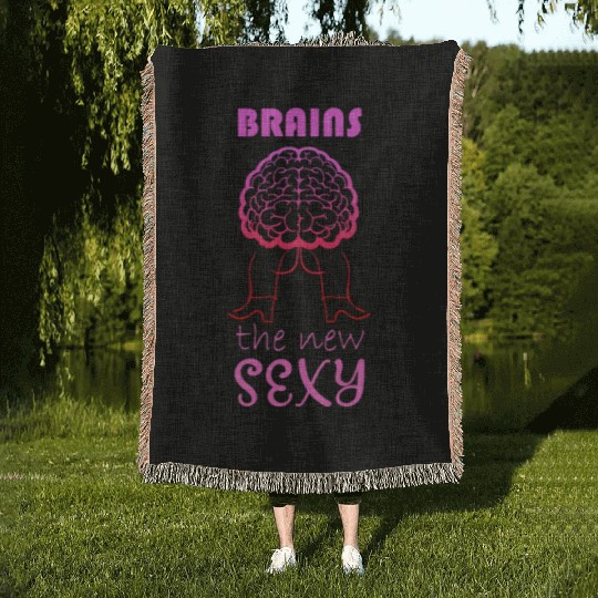 brains the new sexy Woven Blankets