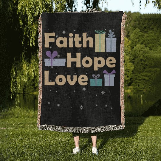Religious Family Christmas Matching Costume Faith Woven Blankets