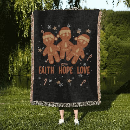 Faith Hope Love Religious Christmas Costume Woven Blankets