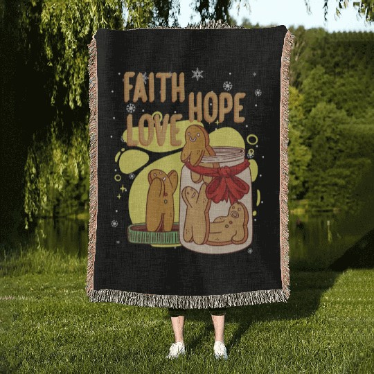 Faith Hope Love Religious Christmas Costume Woven Blankets