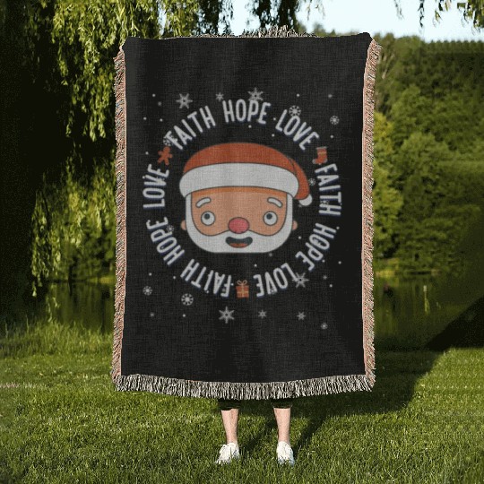 Religious Family Faith Hope Love Christmas Santa Woven Blankets