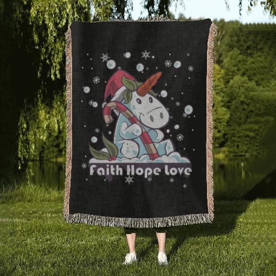 Faith Hope Love Religious Family Christmas Woven Blankets