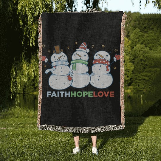 Religious Family Faith Hope Love Christmas Woven Blankets