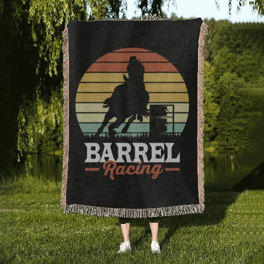 Retro Barrel Racing Woven Blankets