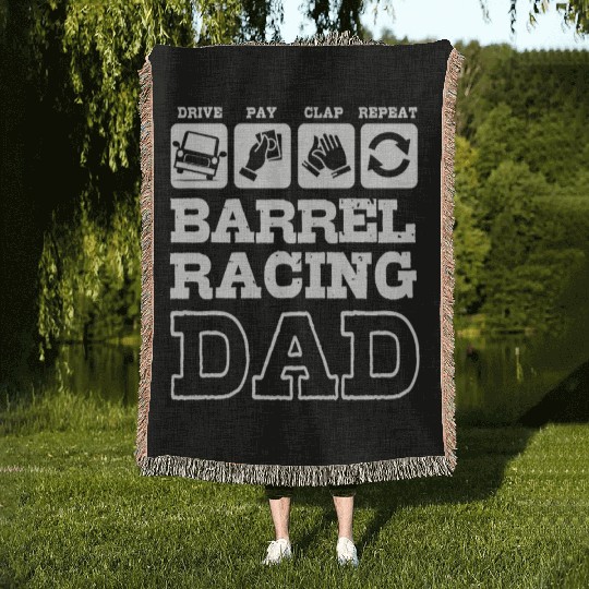Funny Fathers Day Western Barrel Racing Dad Woven Blankets