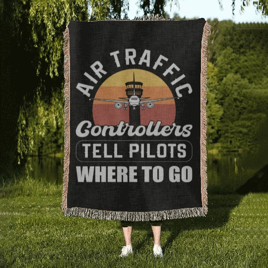 Airplane Airfield Aviation Air Traffic Controller Woven Blankets