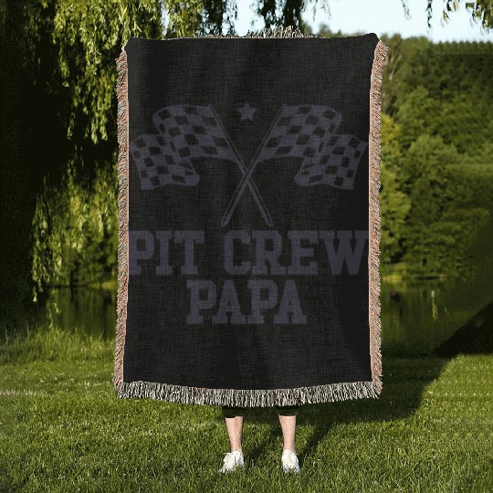 Pit Crew Papa Racing Enthusiast Racer Birthday Woven Blankets
