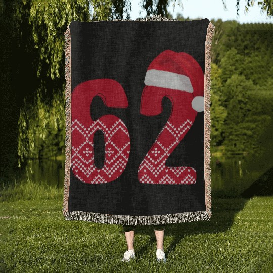 62 Red and White Christmas Number Sixty Two Woven Blankets