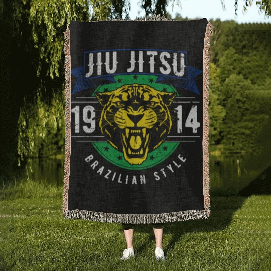 Brazilian Jiu Jitsu 1914 Jaguar head BJJ gift Woven Blankets
