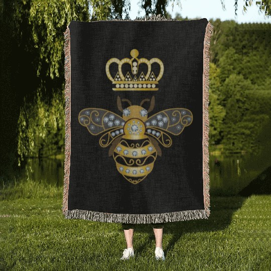 Queen Bee Crown Women Hive Beekeeping Bee Women Woven Blankets