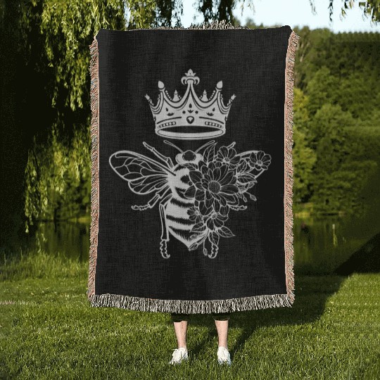 Queen Bee Crown Women Hive Beekeeping Bee Women Woven Blankets