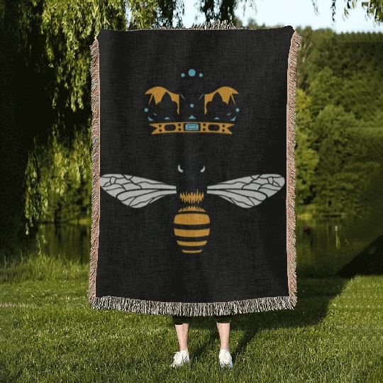 Queen Bee Crown Women Hive Beekeeping Bee Women Woven Blankets