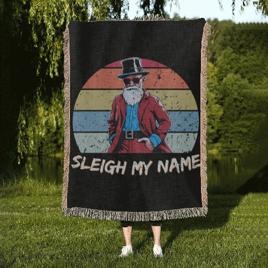 Vintage Retro Santa Cowboy Woven Blankets