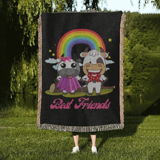 Cow Mooey Cute Strawberry Cow Best Friends Woven Blankets