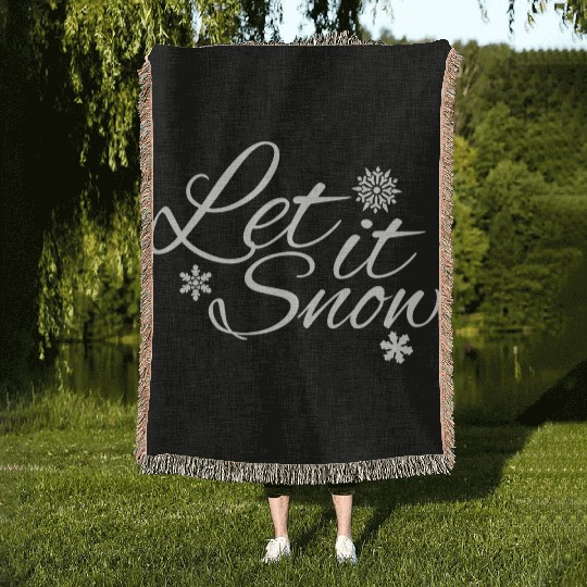 Let it Snow christmas design with snowflake Woven Blankets