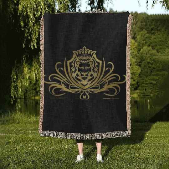 Angry Lion King Woven Blankets