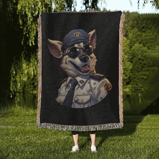 Police hyena Woven Blankets