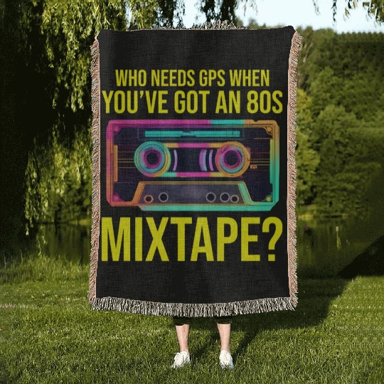 Neon '80s Cassette Tape: Nostalgic Retro Vibes Woven Blankets