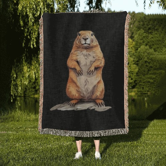Groundhog Marmot for a Marmot lover groundhog fan Woven Blankets